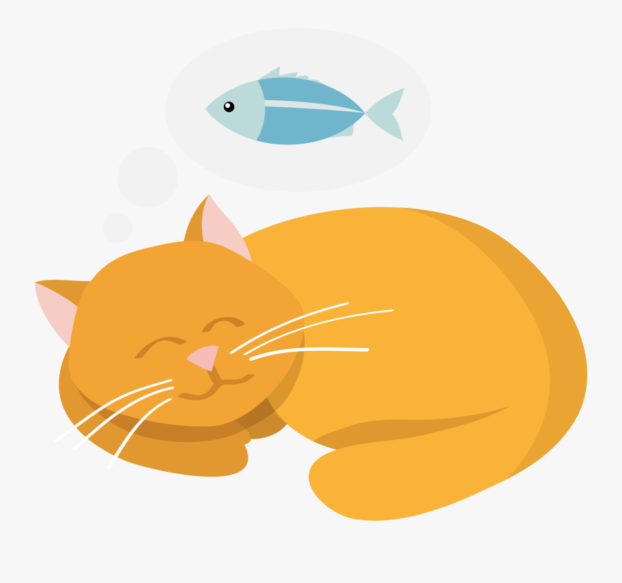 Kitten Clipart Orange Kitten - Cat Dreaming Cartoon, Transparent Clipart