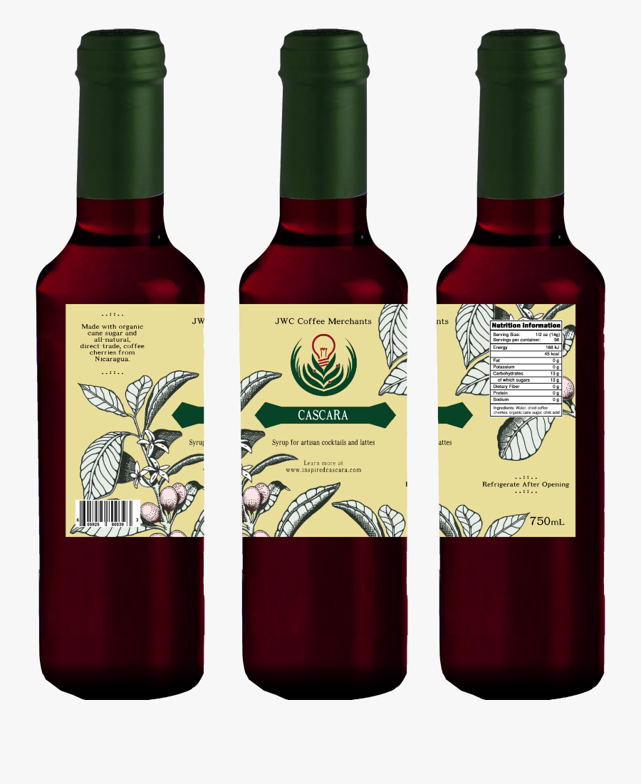 Cascara Syrup Wine Bottle - Wine Bottle, Transparent Clipart