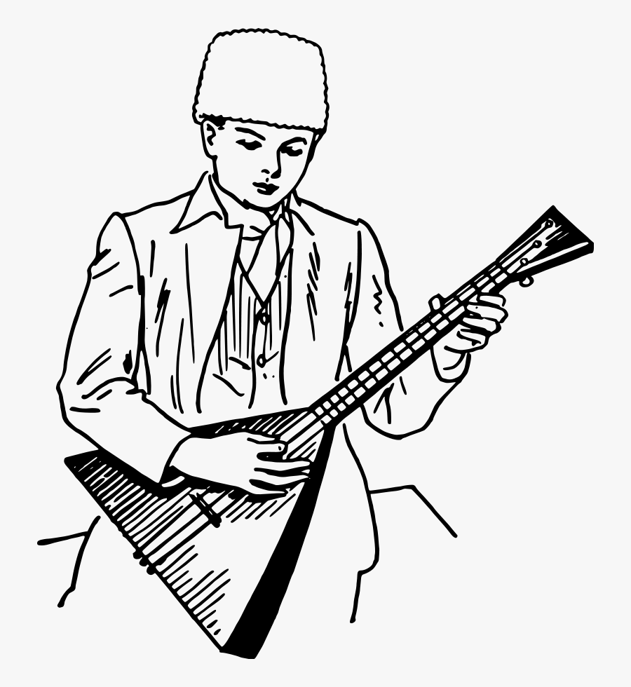 Boy Playing Balalaika - Boy Playing Instrument Drawing, Transparent Clipart