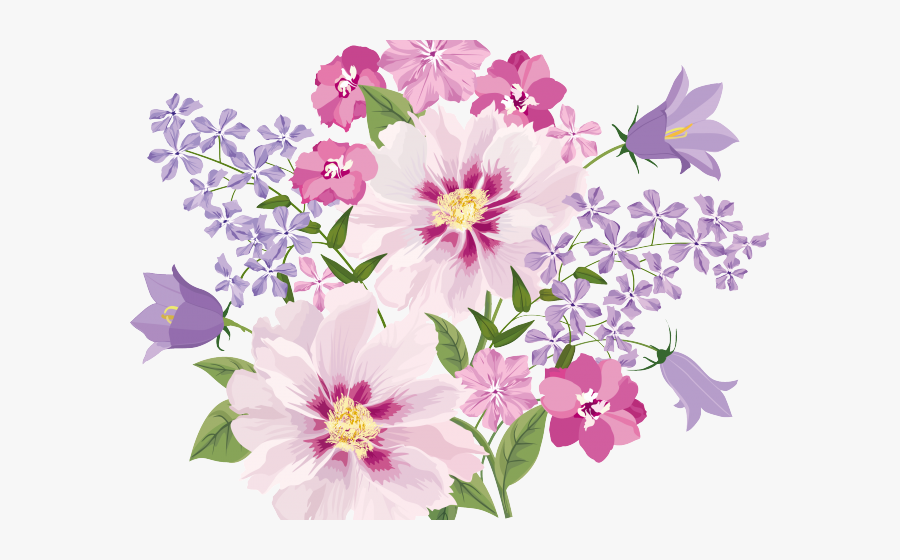 Pink And Purple Flowers Clip Art, Transparent Clipart