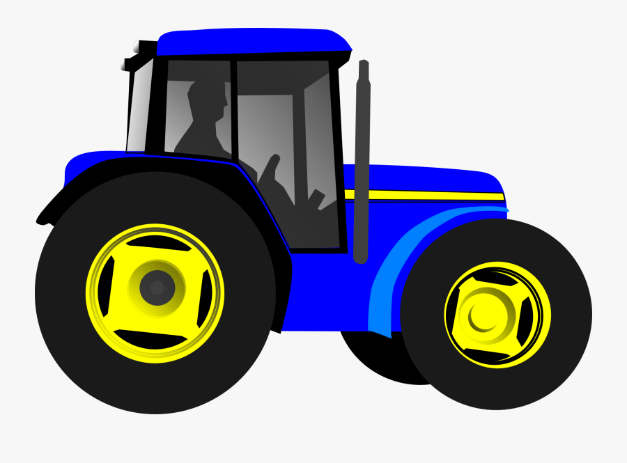 Transparent Farmer On Tractor Clipart - Blue Tractor Clip Art, Transparent Clipart