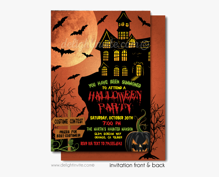 Clip Art Halloween Party Poster - Halloween Party Invitation Scary, Transparent Clipart