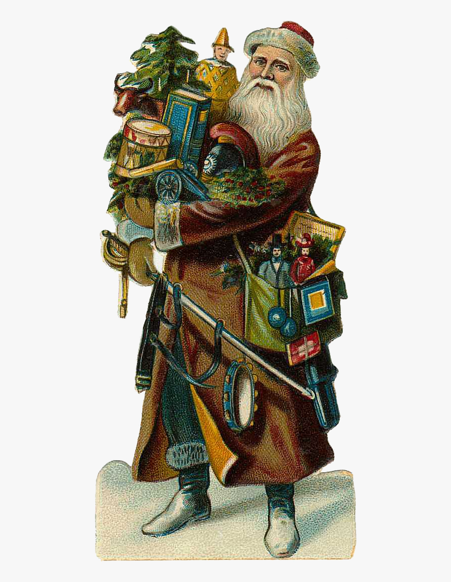 Vintage Victorian Christmas Die Cut Clip Art - Father Of Christmas St Nicholas, Transparent Clipart