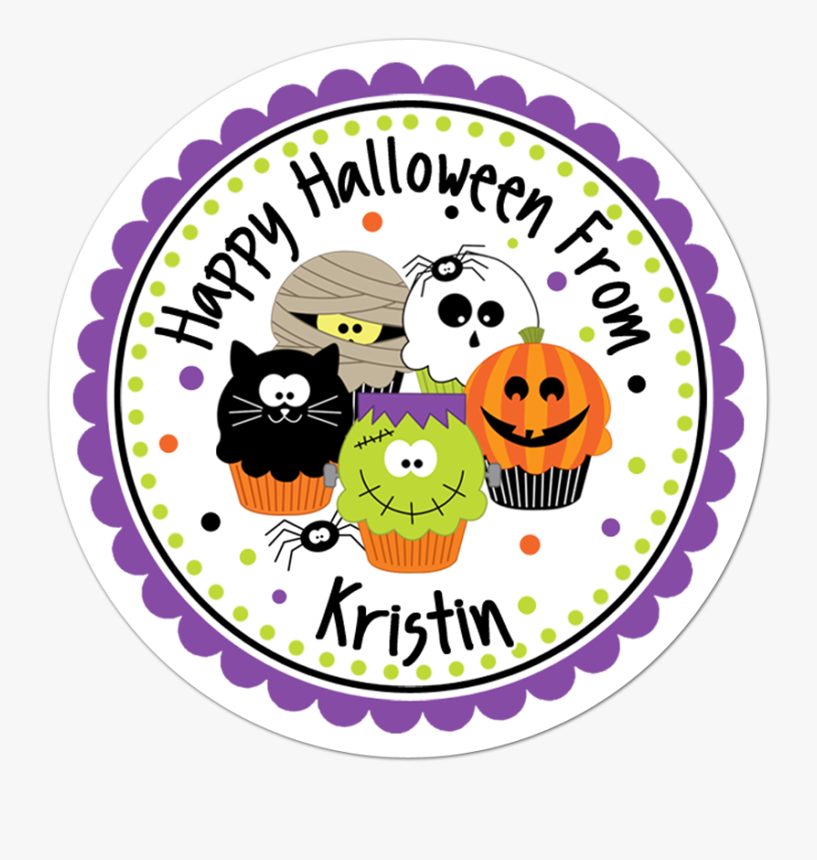 Halloween Cupcakes Scallop Border Personalized Sticker - Legends Tavern ...