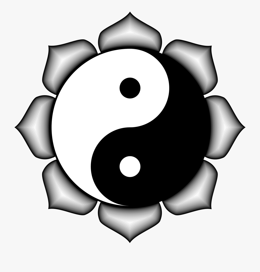 Simple Yin Yang Clip Art Medium Size - Yin Yang Lotus Flower, Transparent Clipart