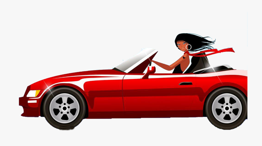 Woman Driving Royalty-free Clip Art - Driving Convertible Car Cartoon, Transparent Clipart