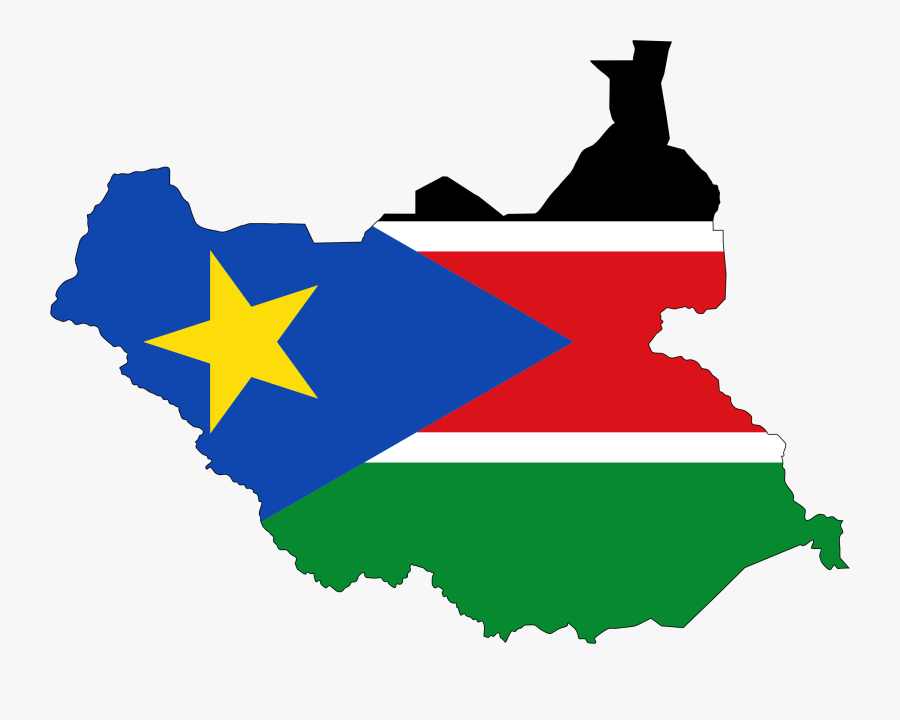Sudan Flag Map With Stroke - South Sudan Country Flag, Transparent Clipart