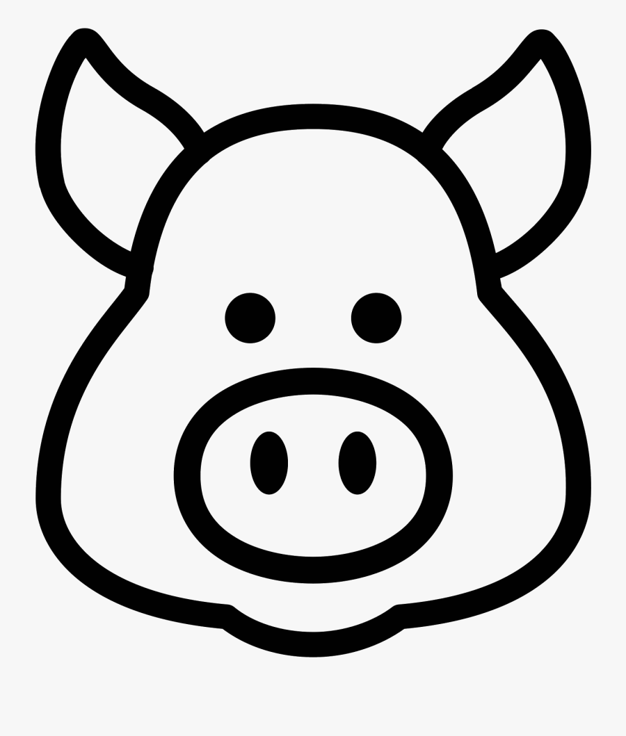 Clipart Ear Pig - Pig Head Clipart Black And White, Transparent Clipart