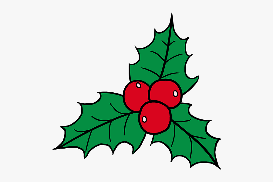 How To Draw Holly For Christmas - Holly Drawing Easy, Transparent Clipart