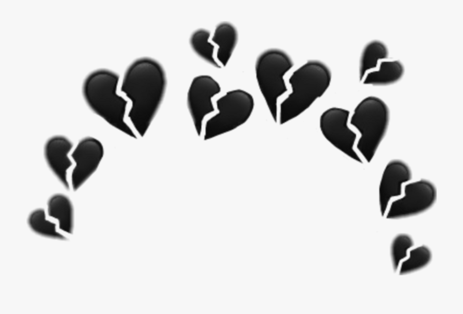 #broken #heart #emoji #crown #circle #glitter #glitch - Black Heart Crown Transparent, Transparent Clipart