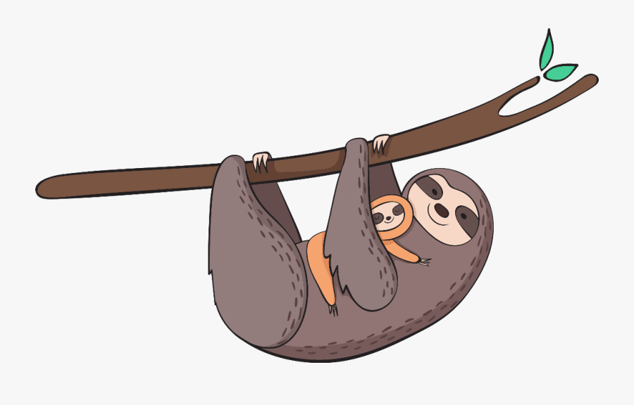 Transparent Sloth Png - Cute Cartoon Sloths Transparent, Transparent Clipart