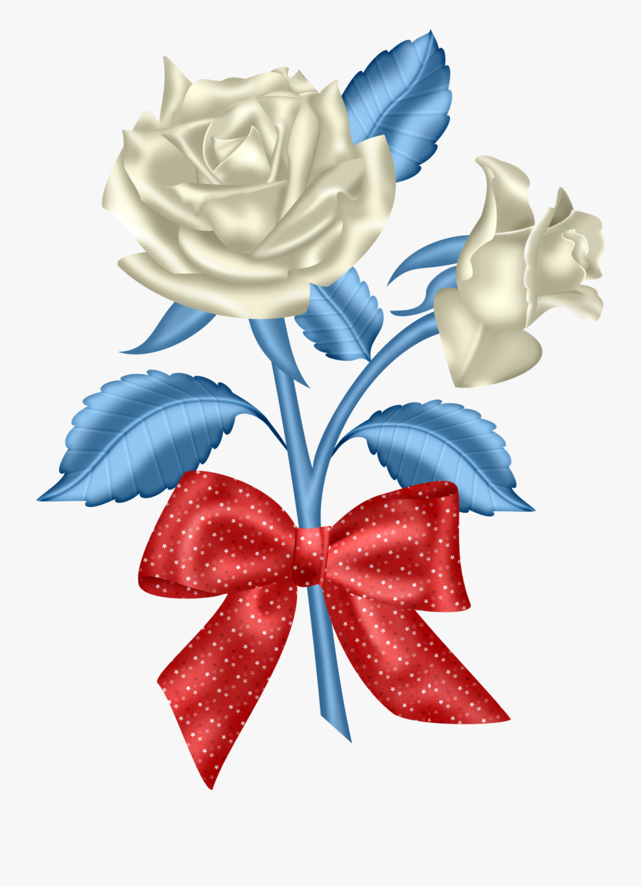 Blue Rose Clipart Red Rose - Ribbon Red White And Blue Clipart, Transparent Clipart