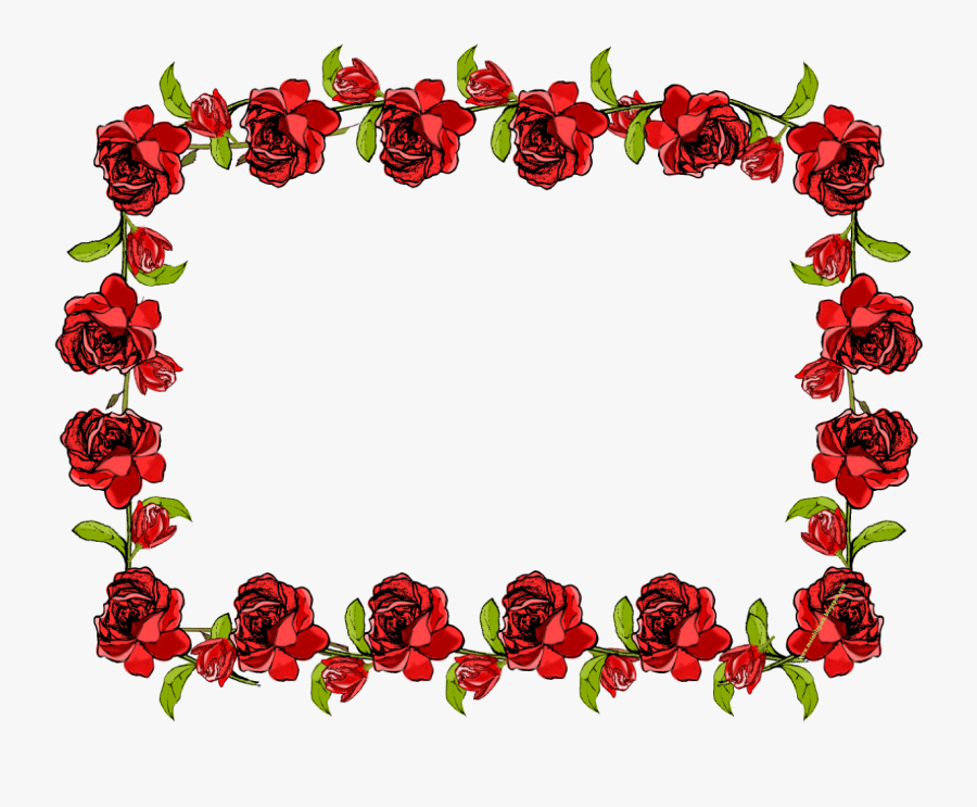 Red Flower Frame Png Transparent - Transparent Background Rose Frame Png, Transparent Clipart