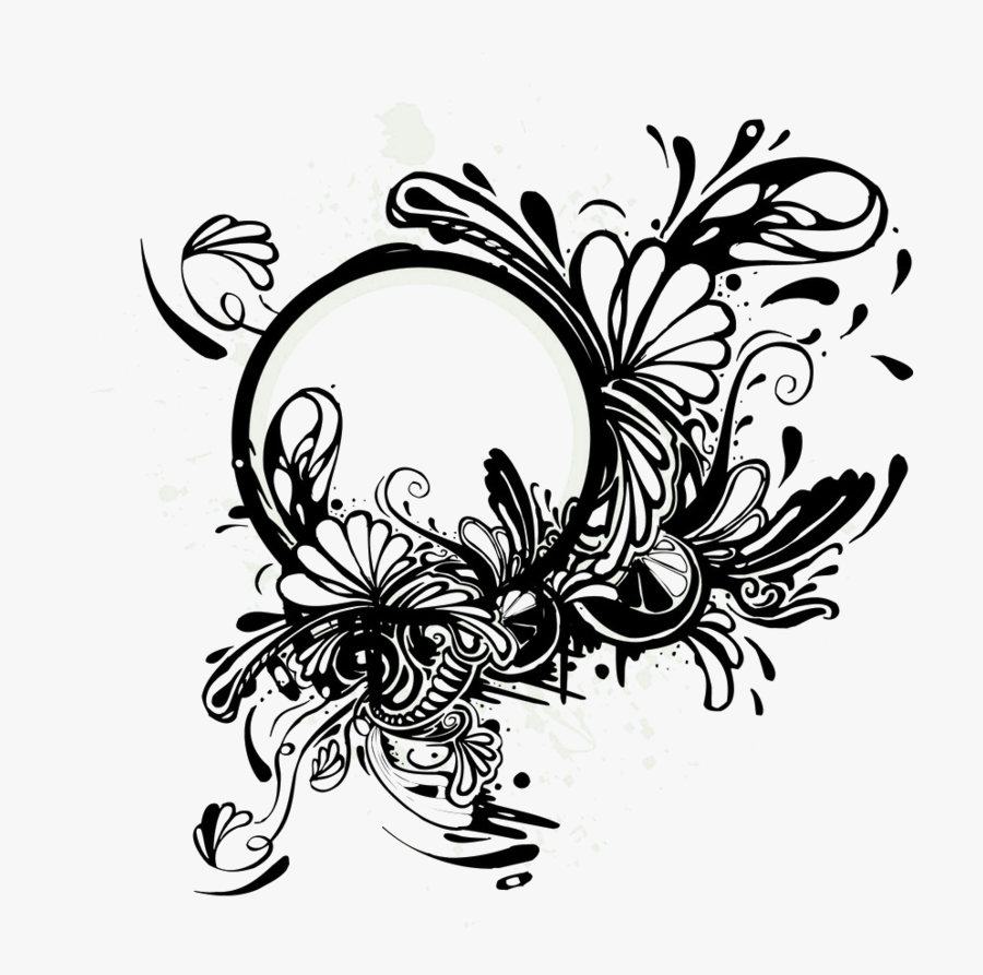 Flower Bouquet Abstract Design Floral Black Frame - Thoughts For Facebook Profile, Transparent Clipart
