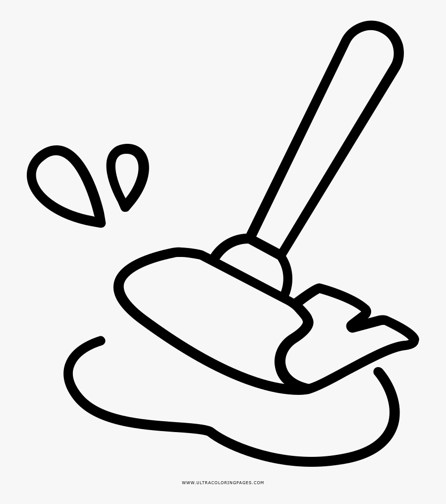 Mop Coloring Page - Line Art, Transparent Clipart