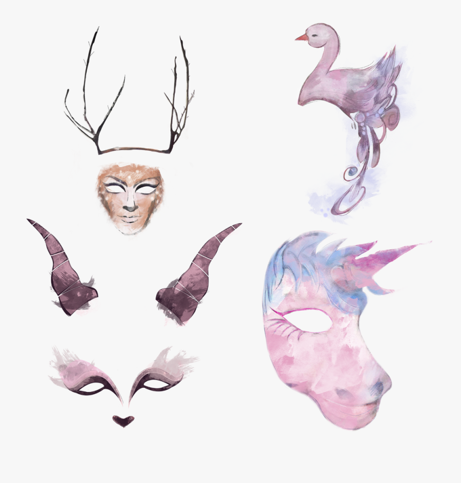 Use These Sample Clipart Masks From The Animal Face - Sketch, Transparent Clipart