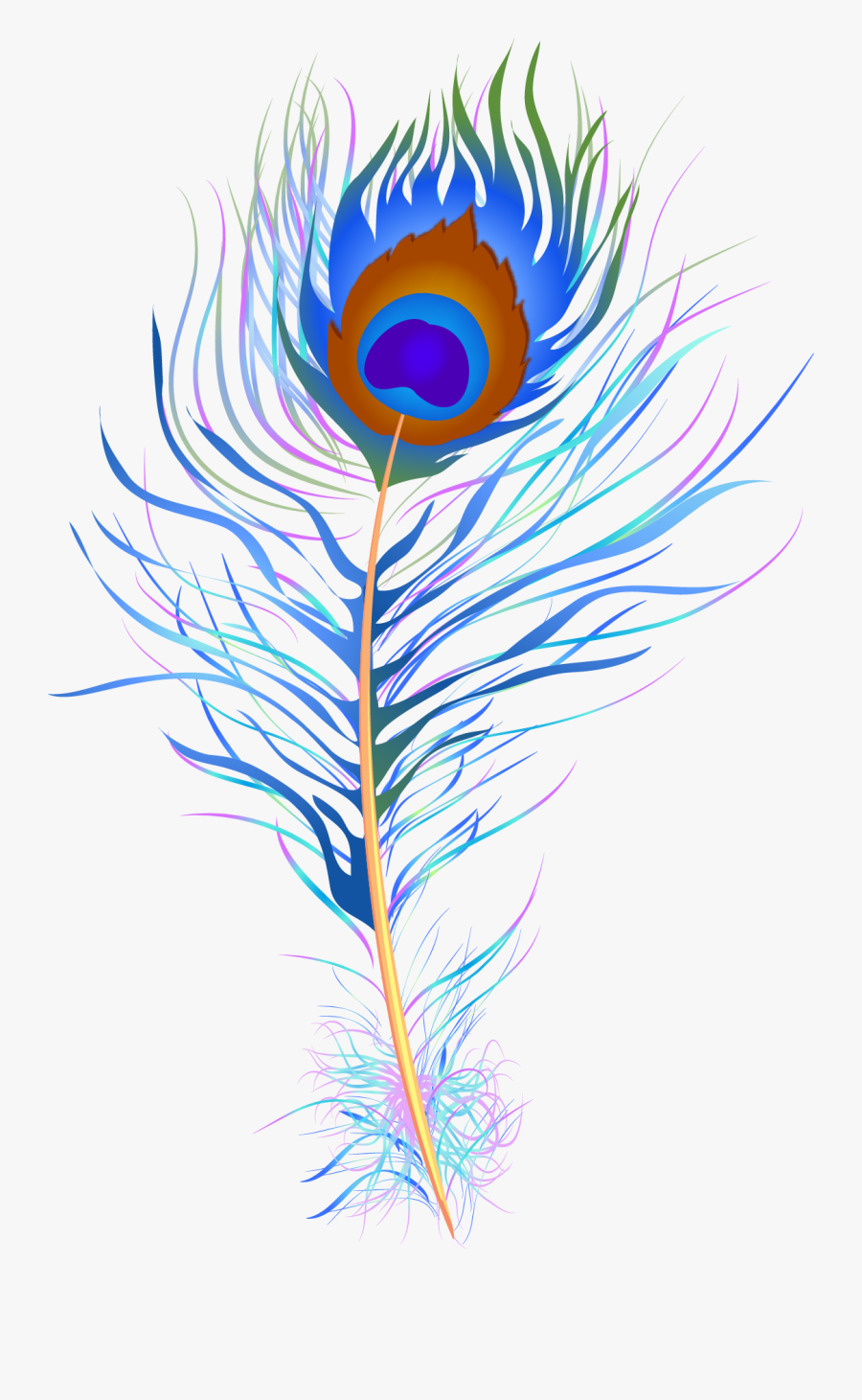 Feather Watercolor Painting Peafowl Clip Art - Peacock Feather Vector Png, Transparent Clipart