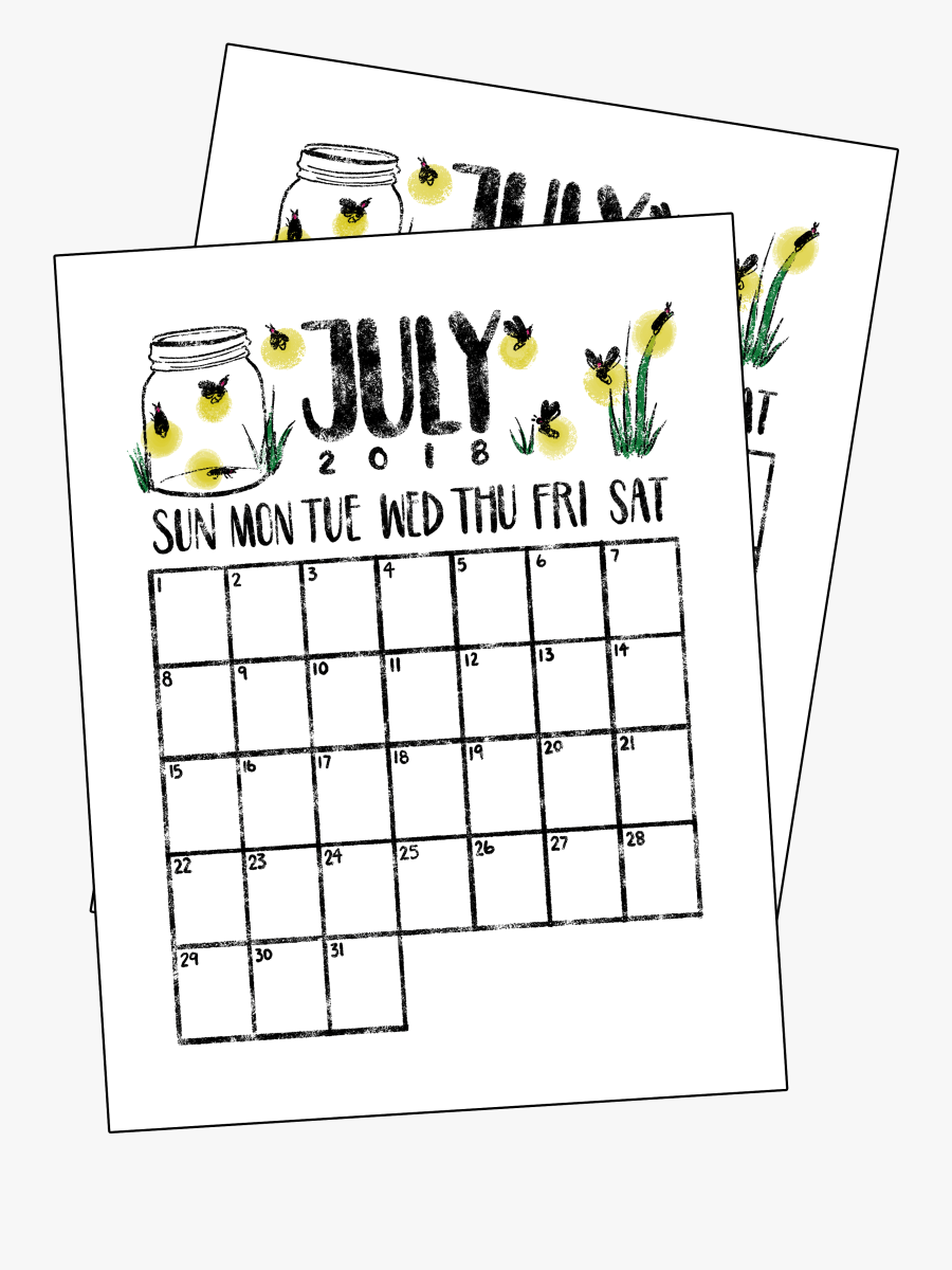 Clip Art Bullet Journal Monthly Calendar Printable - July Calendar Bullet Journal, Transparent Clipart
