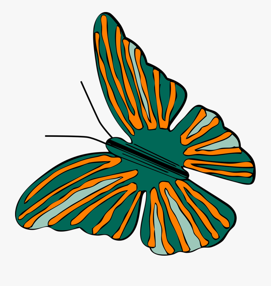 Free Vector Butterfly Clip Art - Orange And Green Butterfly, Transparent Clipart