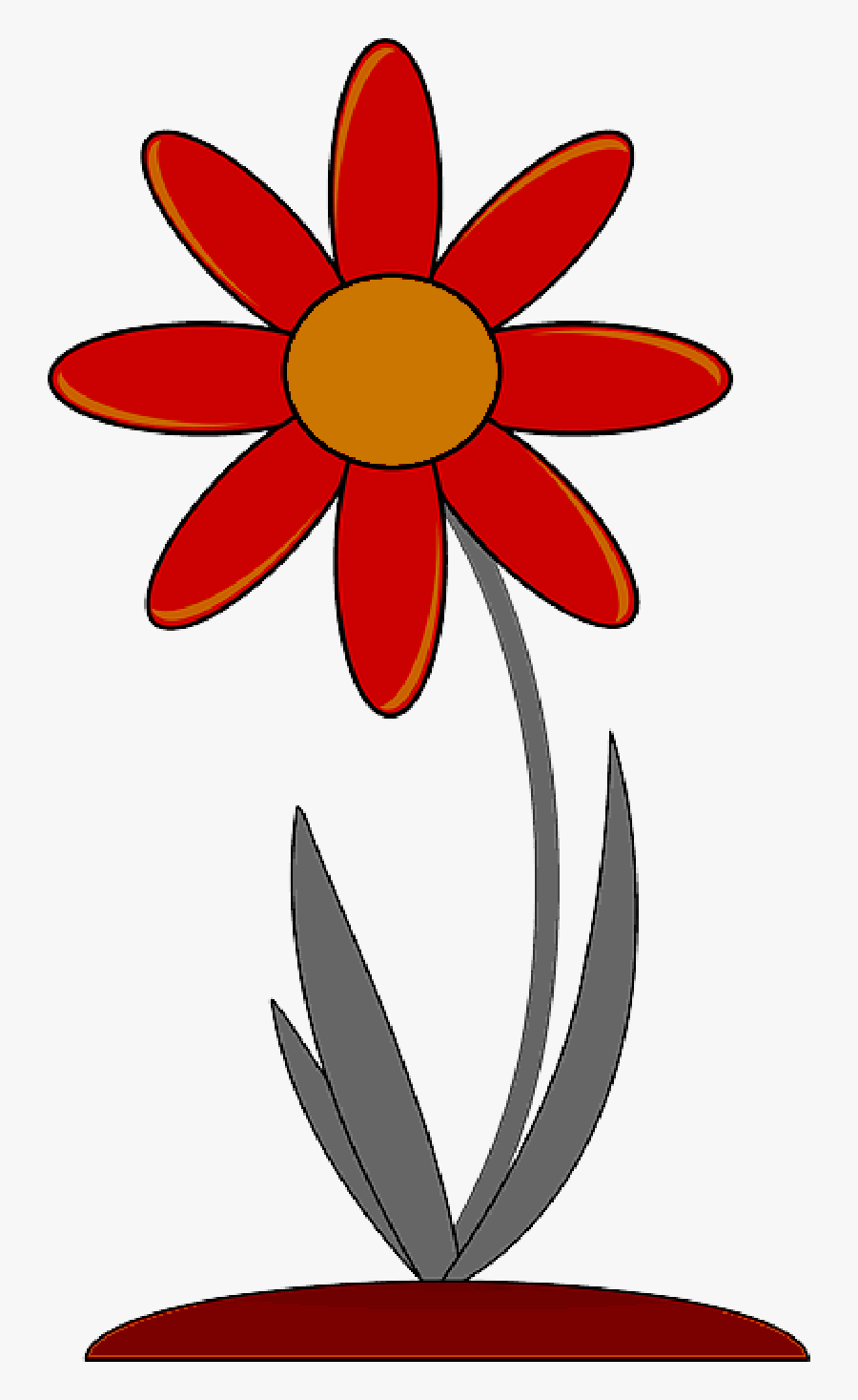 Red, Outline, Drawing, Plants, Flower, Flowers, Cartoon - Flower Clip Art, Transparent Clipart