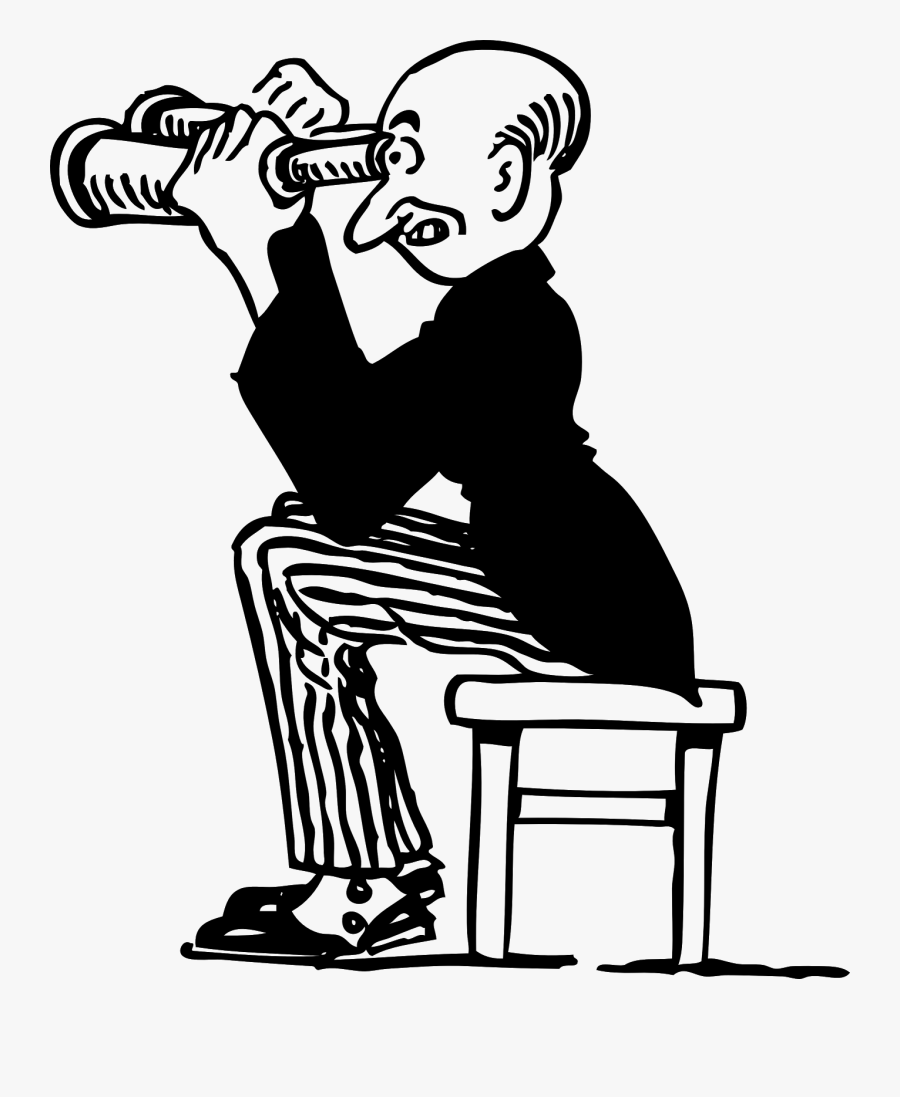 Man Using Binoculars - People Watching Clip Art, Transparent Clipart