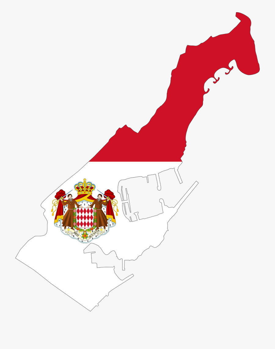 Monaco Map Flag With Coat Of Arms - France Monaco Map Clipart, Transparent Clipart