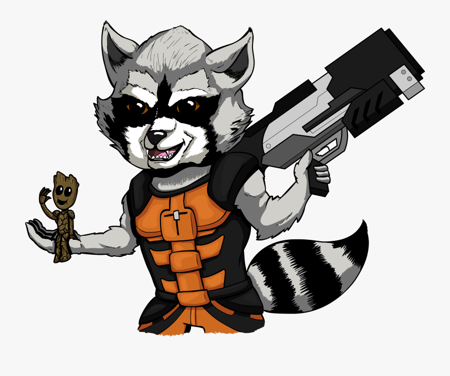 Rocket Raccoon - Cartoon Rocket Racoon Drawing, Transparent Clipart