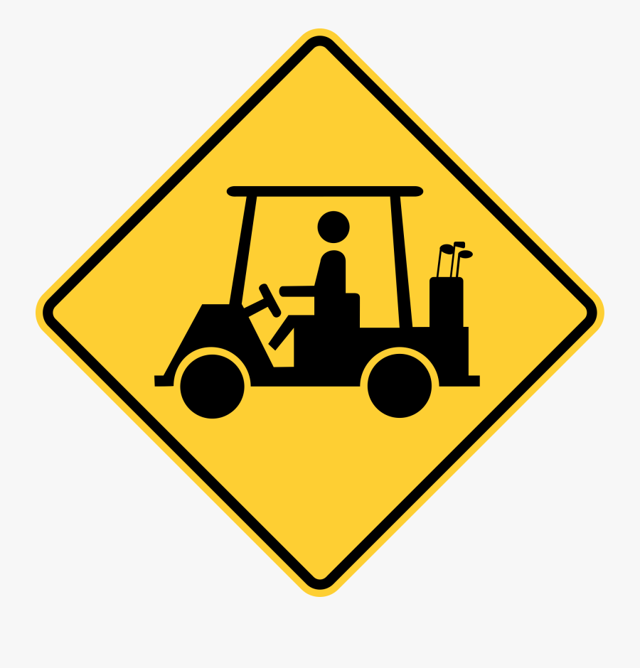 Golf Cart Crossing Sign, Transparent Clipart