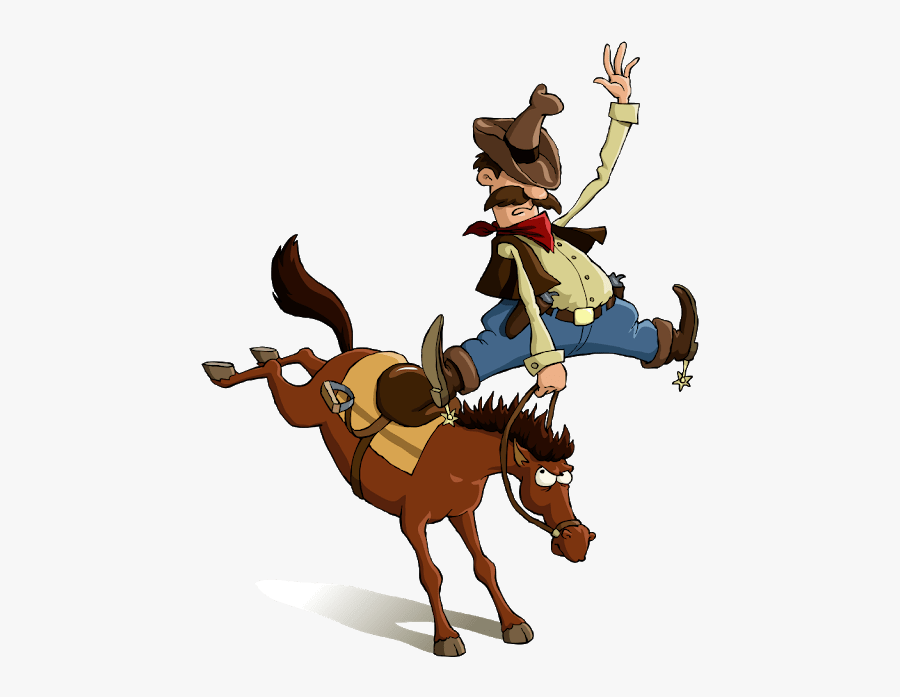 Funny Cartoon Cowboy On Horse, Transparent Clipart