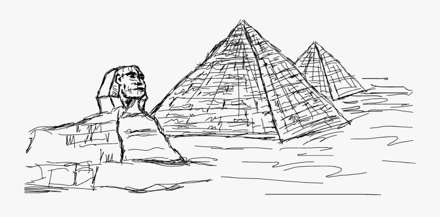 Great Sphinx Of Giza Great Pyramid Of Giza Egyptian - Pyramid Of Giza Drawing, Transparent Clipart