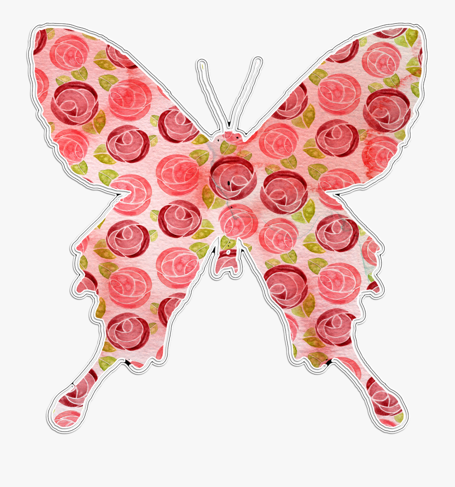 Butterfly, Pink, Floral Clipart, Cute, Flying, Wings - Pink Floral Butterfly, Transparent Clipart