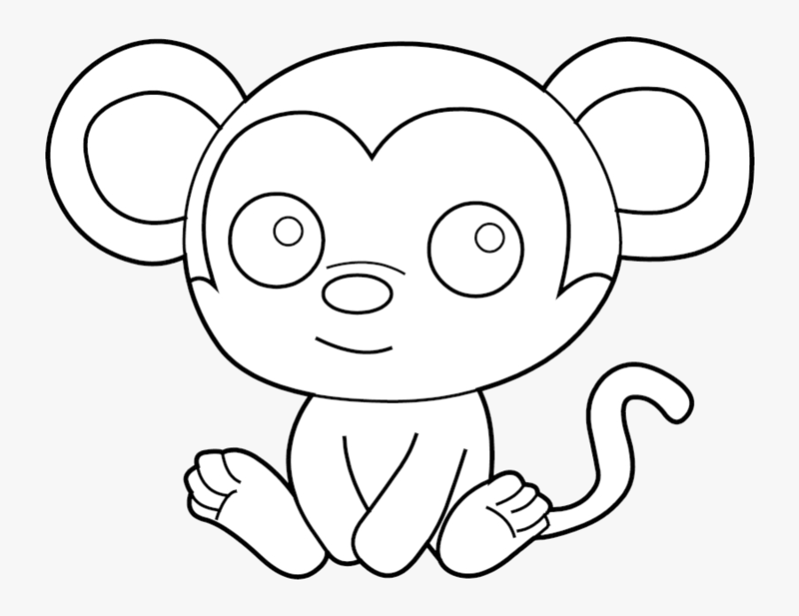 Animal Cute Baby Clipart Black And White Draw Howler - Monkey Coloring Pages Easy, Transparent Clipart