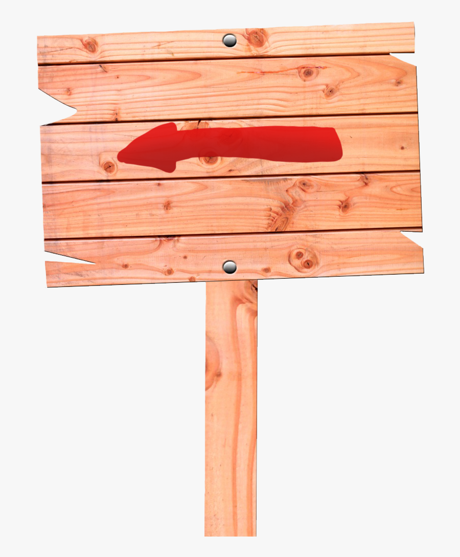 Wood Sign Red Arrow - Wood, Transparent Clipart