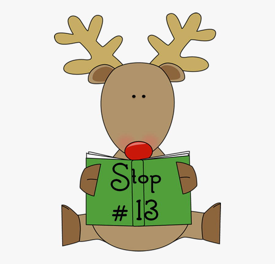 At Each Blog Stop, You Will Be Gathering Reading Gifts - Reindeer Reading A Book, Transparent Clipart