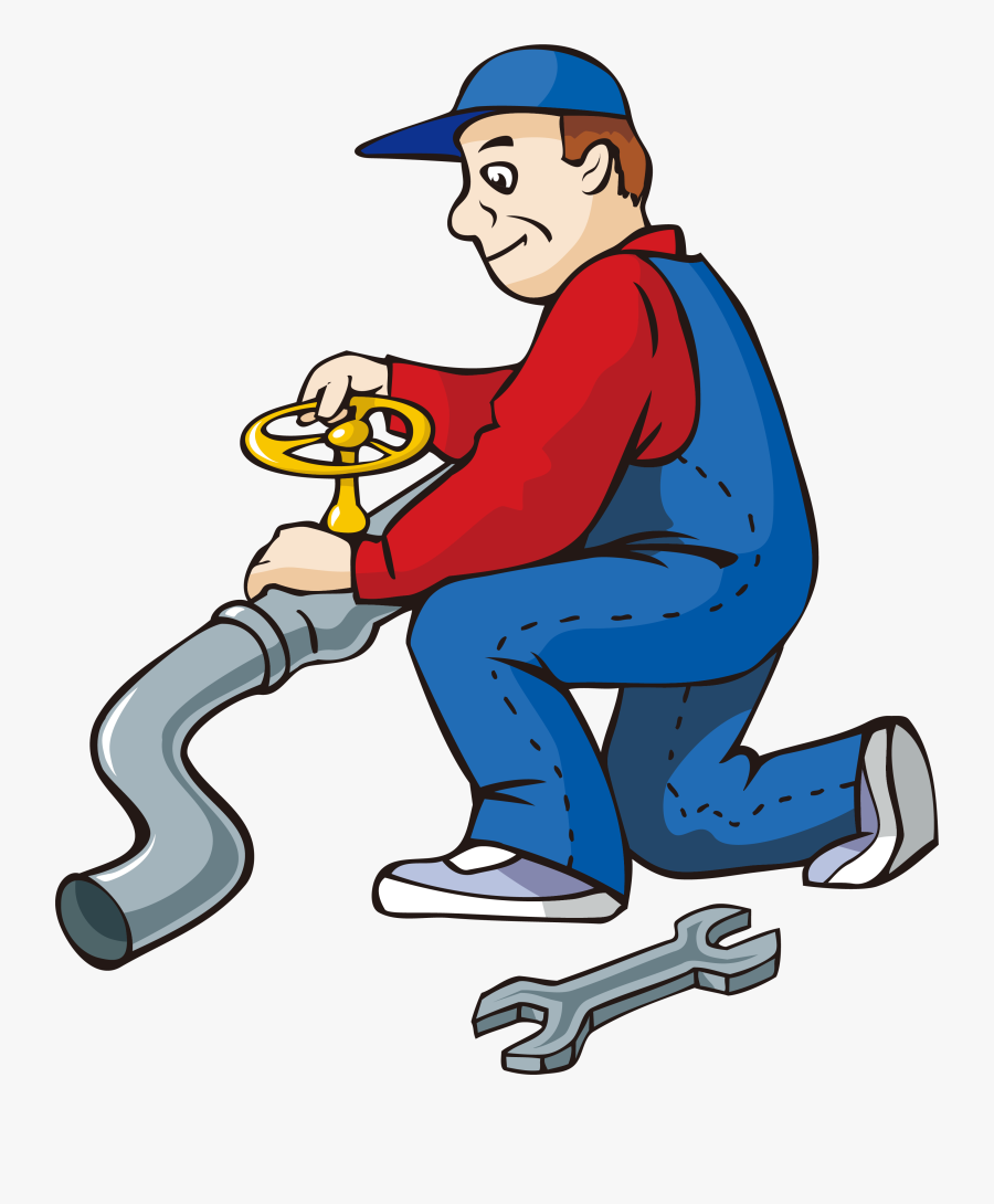 Cartoon Water Pipe Repairman - Plumber Clipart, Transparent Clipart