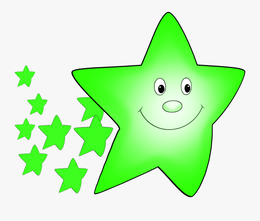 Green Flying Cute Star - Transparent Background Star Cartoon Png, Transparent Clipart