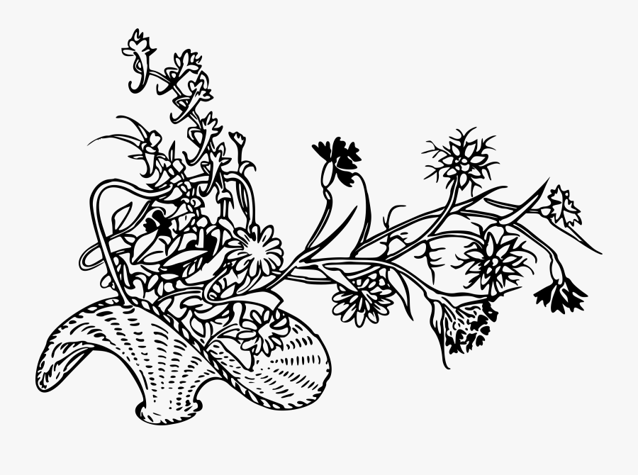Art,monochrome Photography,artwork - Beautiful Drawing Of Garden Flowers, Transparent Clipart
