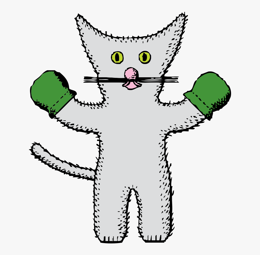 Kitten, Stuffed, Toy, Gray, Mittens, Animal, Fuzzy - Cartoon Kittens With Mittens, Transparent Clipart
