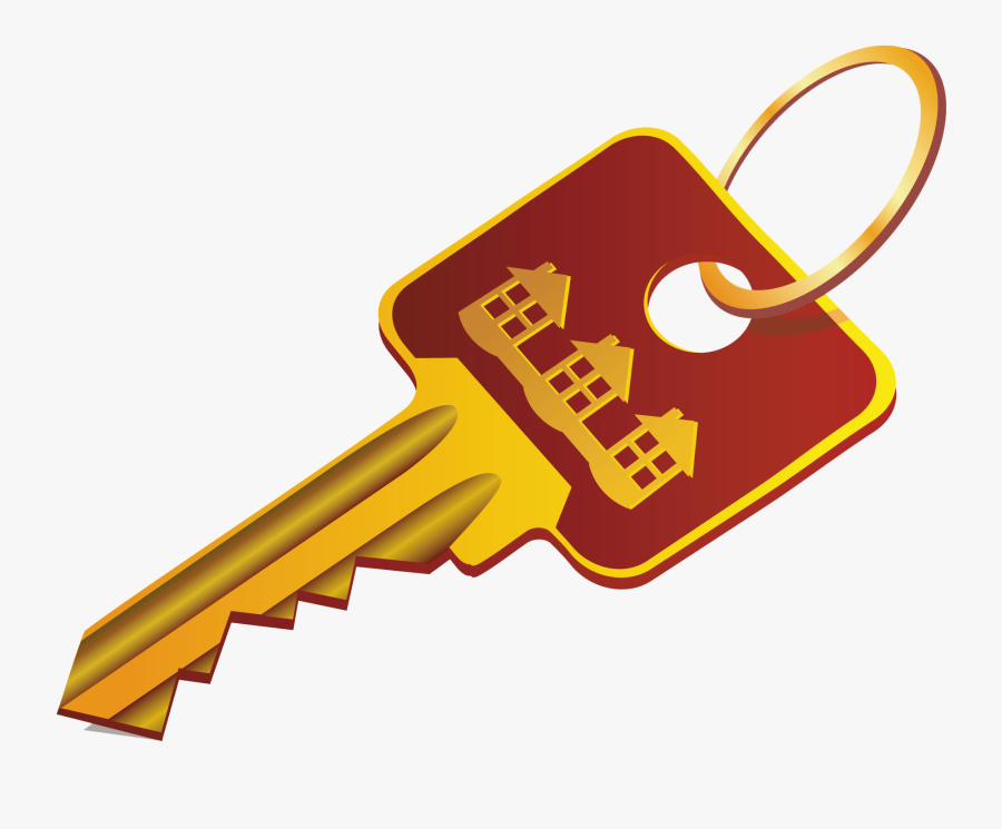 Golden Key Creative Cartoon - House And Key Cartoon Png, Transparent Clipart