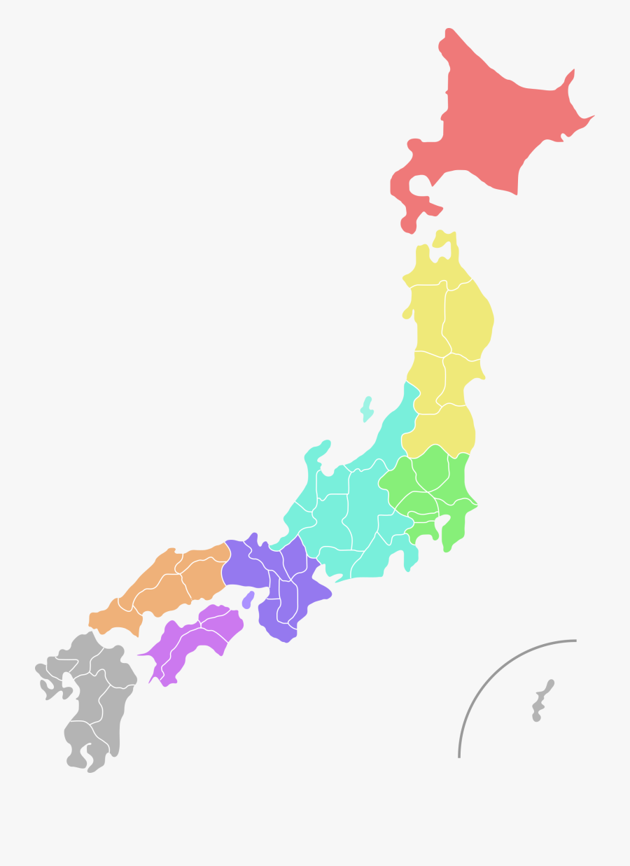 Map,world,prefectures Of Japan - Coloured Map Of Japan, Transparent Clipart