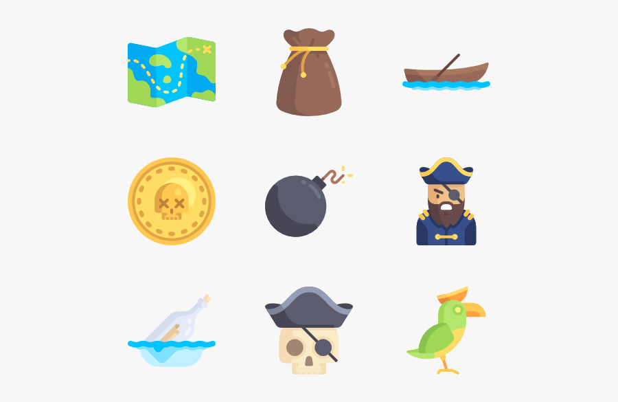 Pirates Flat Icon Pack, Transparent Clipart