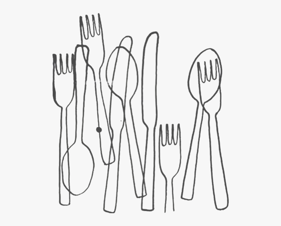 Dinner Clipart Plate Silverware - Line Drawing Of Objects, Transparent Clipart