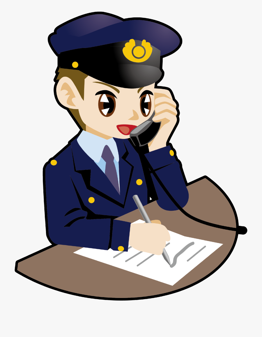 Best Security Service Provider In Faridabad - Police On The Phone Cartoon, Transparent Clipart