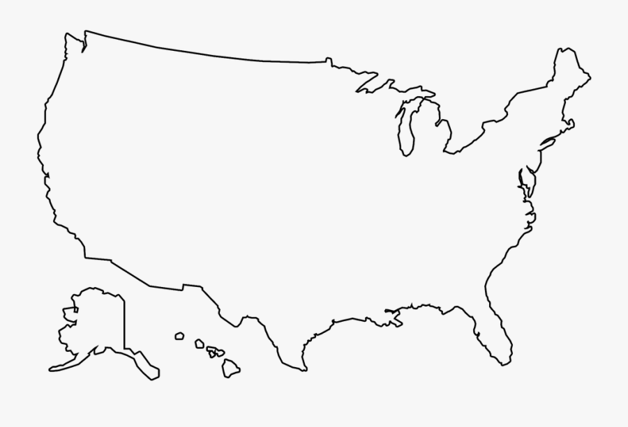Clip Art Outline Of United States Map - Transparent Us Map Outline, Transparent Clipart