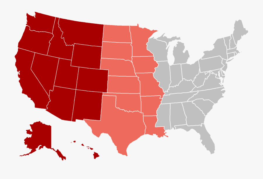 United States Map Png - East West Central Usa, Transparent Clipart