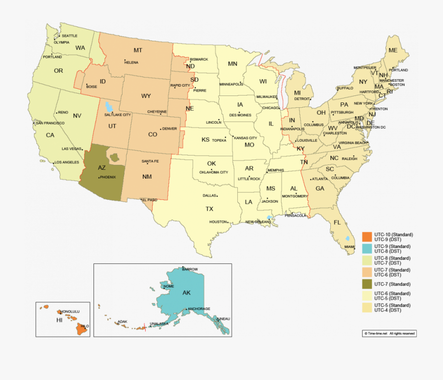 Us Time Zone Map 2019 , Free Transparent Clipart - ClipartKey