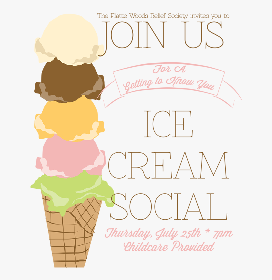 Clip Art Icecream Party Invitation - Printable Ice Cream Social Flyer, Transparent Clipart