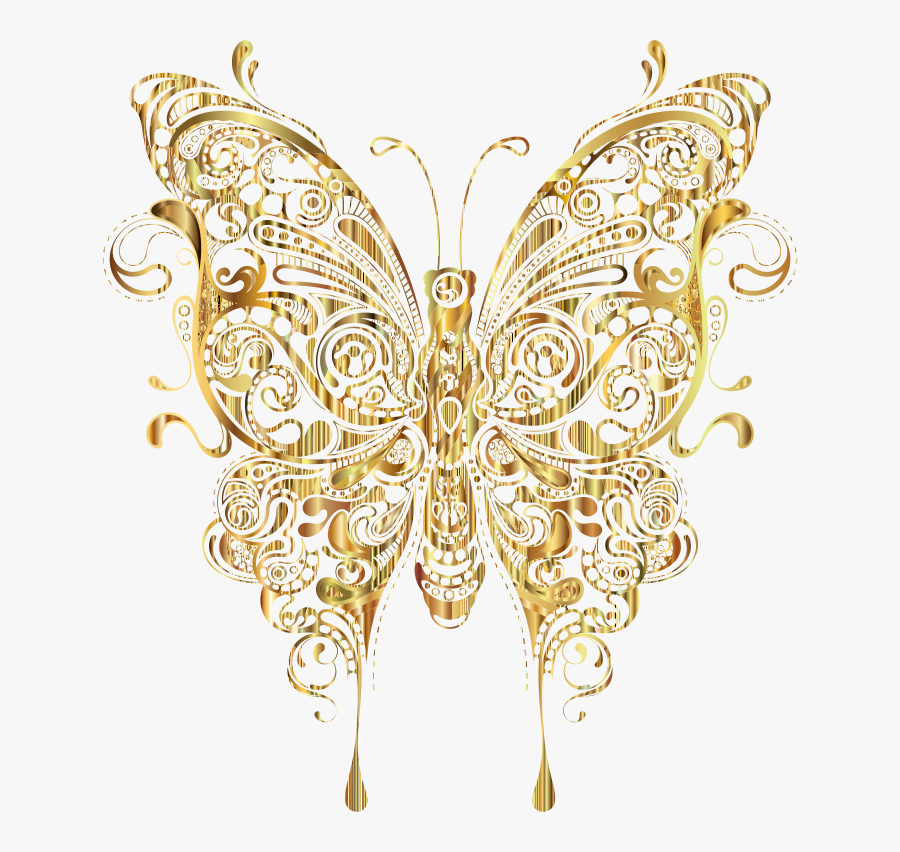 Butterfly Gold Clip Art - Transparent Background Gold Butterfly Png, Transparent Clipart