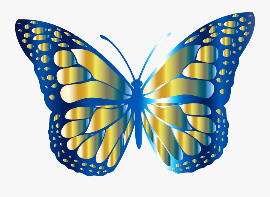 Blue And Gold Monarch Butterfly Vector Files Image - Redbubble Butterfly Sticker, Transparent Clipart