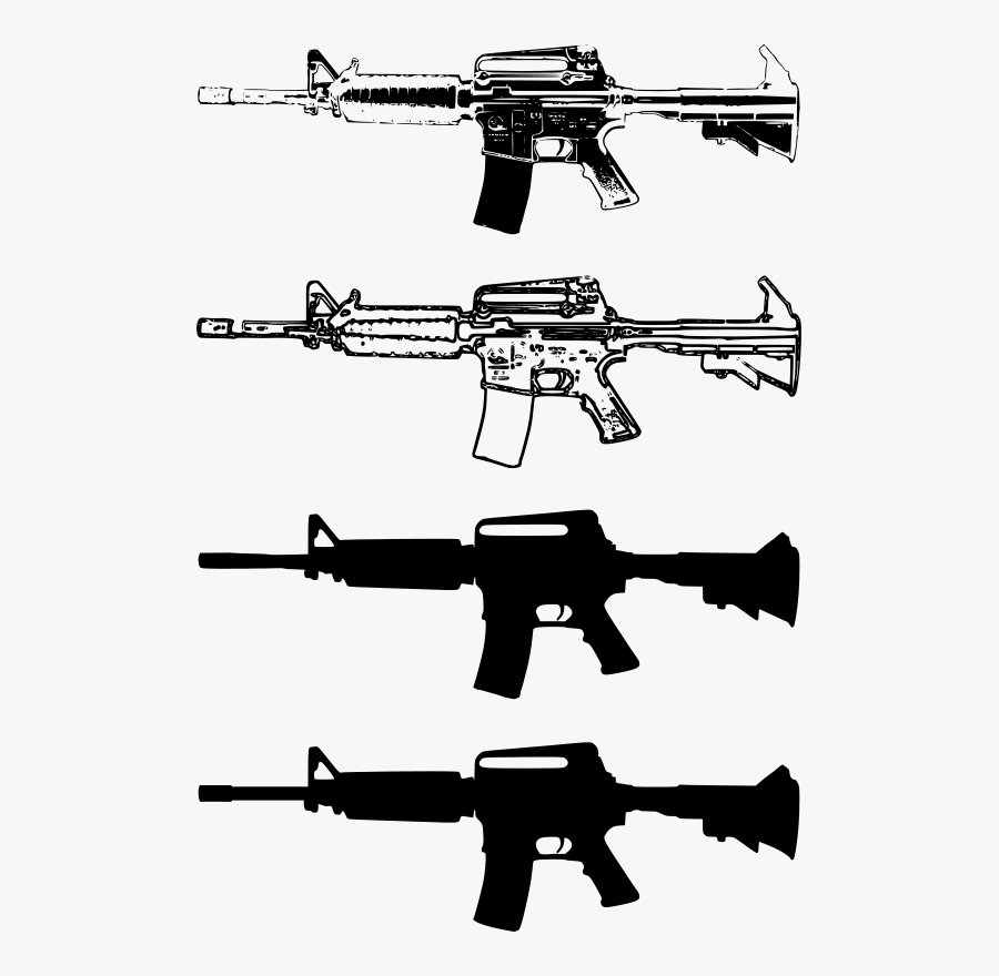 Machine Gun,sniper Rifle,gun Barrel - Transparent Ar 15 Silhouette, Transparent Clipart